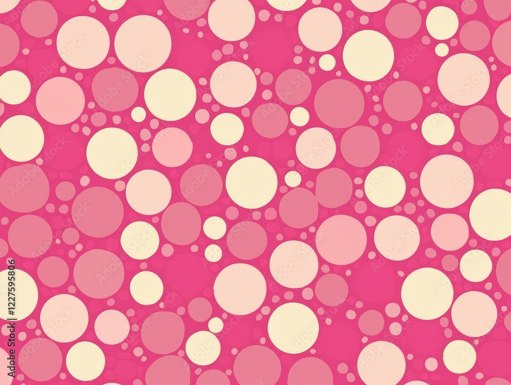 Poster pink polka dot pattern: an abstract background featuring a playful and vibrant pattern of overlappin