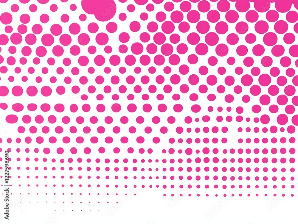 Poster pink dotted pattern: an abstract image featuring a dynamic pattern of varying sized pink circles, cr