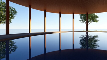 Tranquil Poolside Reflection