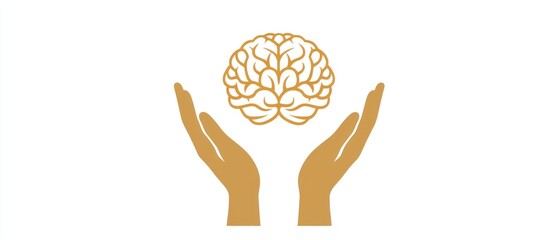 A logo design for mental health foundation with hands supporting a brain, symbolizing care and nurturing