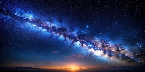 Fototapeta premium Dark Blue Night Sky with Soft Light Effect, galaxy, dusk, galaxy, dusk, dark blue background, ethereal