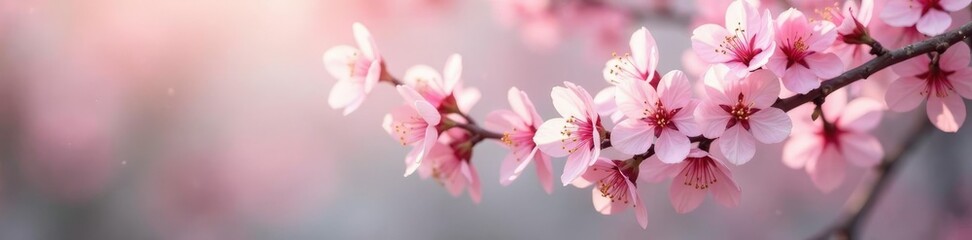 Naklejka premium gentle sway of pale pink cherry blossom branch, twiggy, flowers, cherry blossom