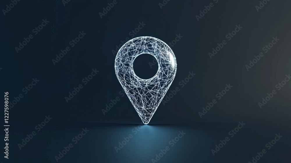 Poster a digital location pin made of interconnected lines, symbolizing connectivity and navigation.