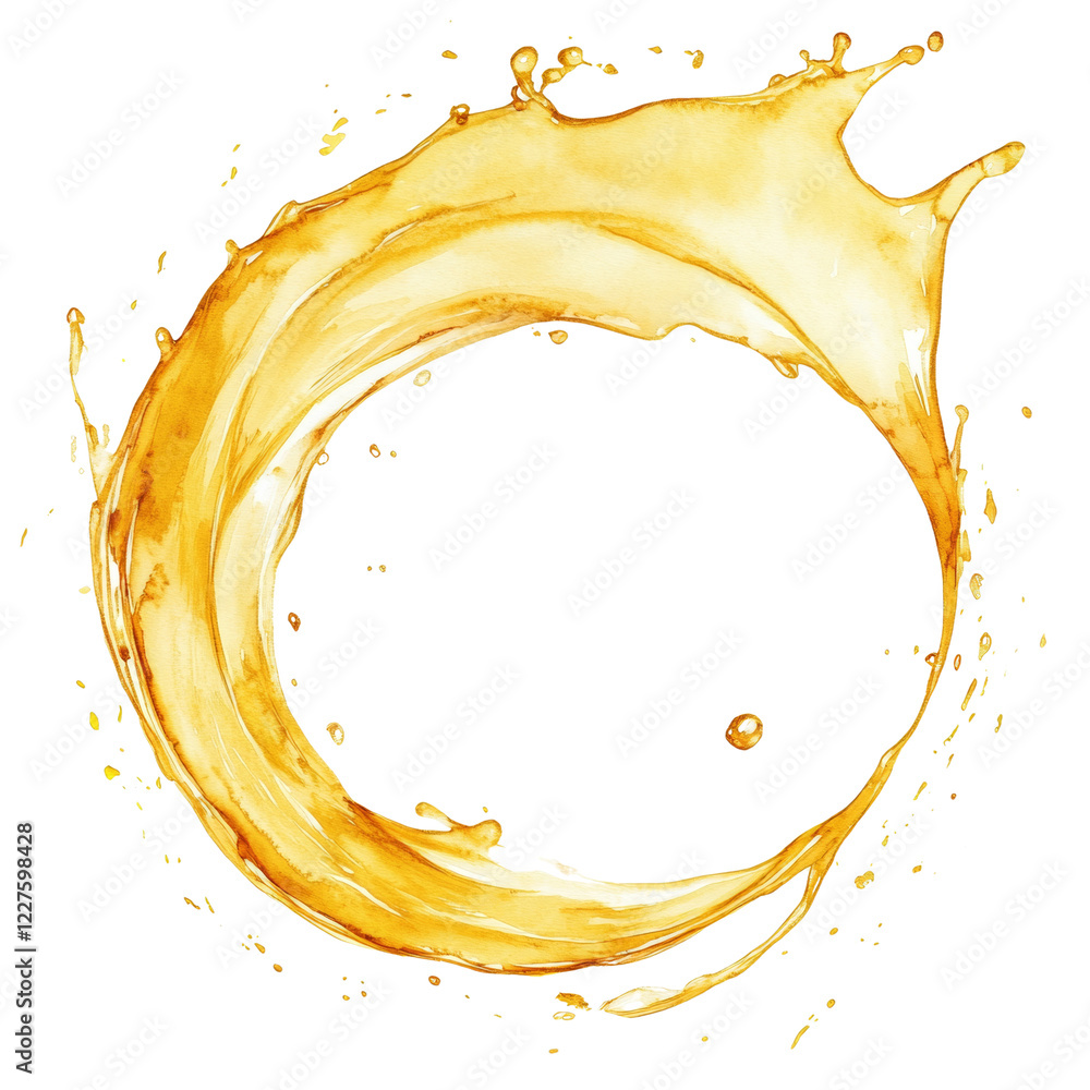 Poster golden liquid splashing in circular motion
