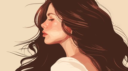 Elegant Young Adult Woman with Long Brown Hair