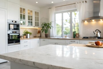 Modern Kitchen Interior with Marble Countertop