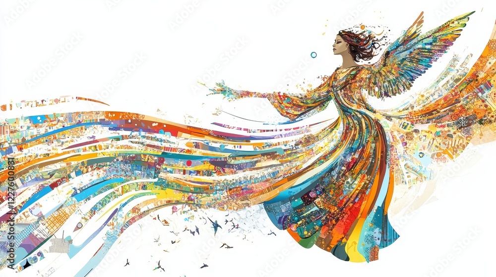 Canvas Prints artistic angel in abstract patterns with blended colors and designs