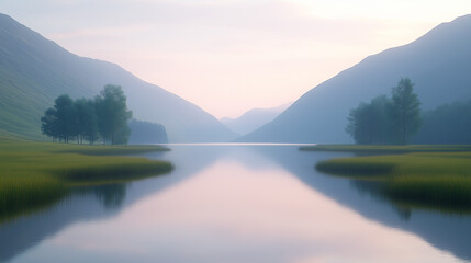 Naklejka premium sunrise over the lake