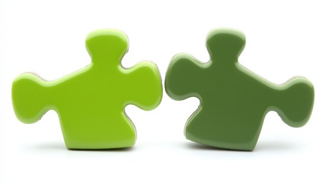 Colorful Green Puzzle Pieces Abstract Design for Creative Concepts