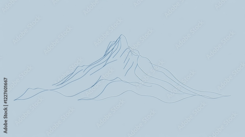 Poster majestic lines of a mountain rising against a clear background during a calm afternoon. generative a