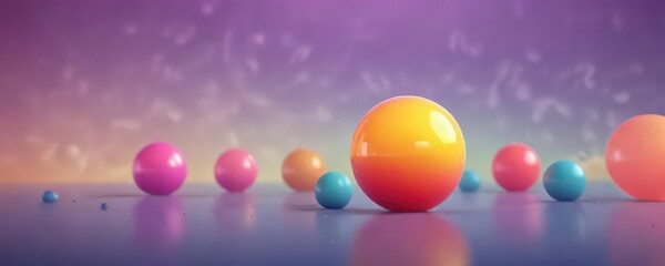 gradient background with floating colored spheres and rising bubbles, textured surface, colorful liquids, innovative visuals