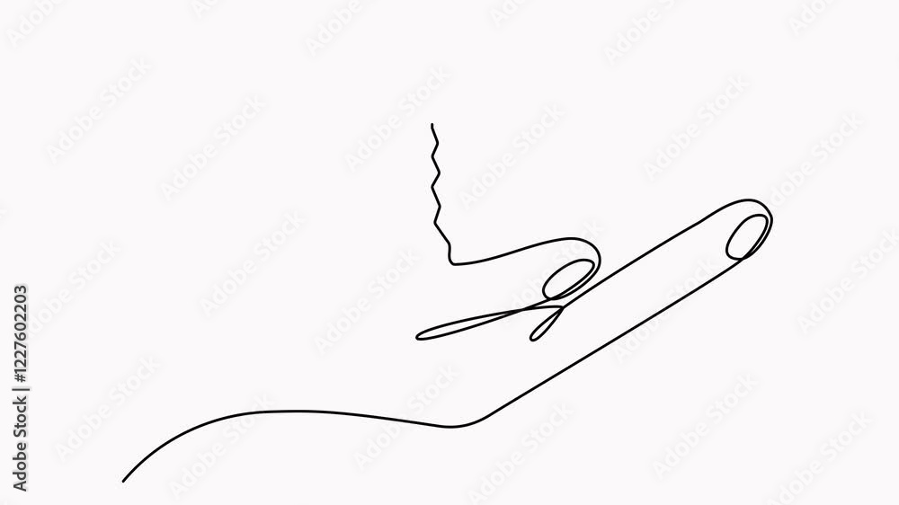 Poster continuous line drawing hand with key animation. private security symbol animated video.