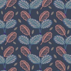 Leaves botanical painting seamless pattern
