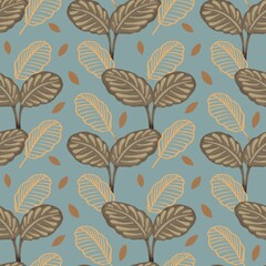 Leaves botanical painting seamless pattern
