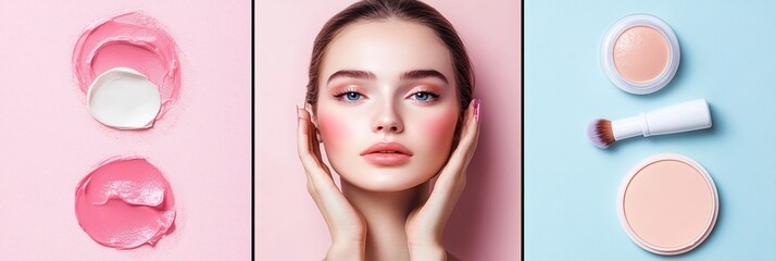 Promotional flyer design for cosmetic products highlighting makeup techniques