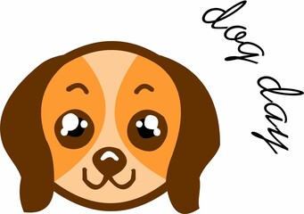Cute Dog Day Illustration – Adorable Cartoon Puppy Face Vector Art