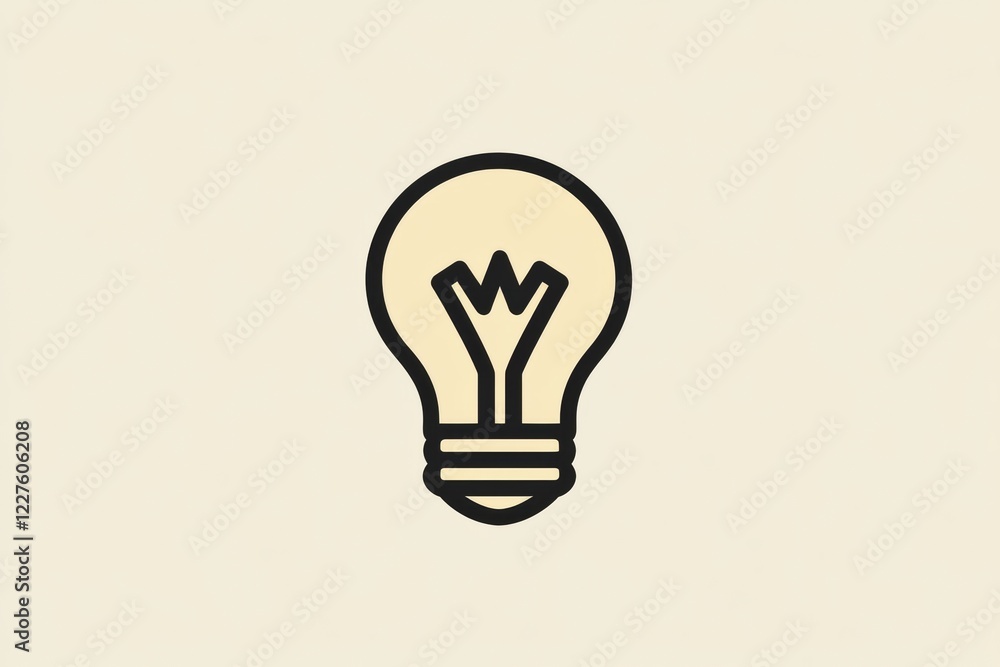 Aufkleber Visual representation of a light bulb design on a plain background showcasing innovation and creativity. Generative AI