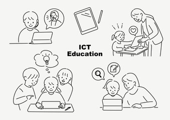 タブレットを使って楽しく勉強する様子