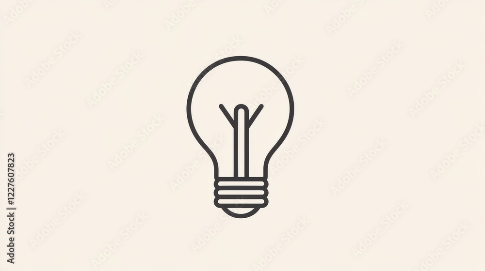 Fototapete Conceptual design of a light bulb with a minimalist style on a plain background highlighting creativity and innovation. Generative AI