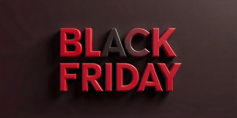 Fototapeta premium Black Friday Sale Red 3D Letters Dark Background Font Text Bold Offer Deals 