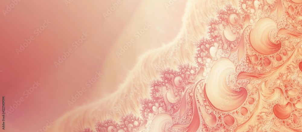 Poster Elegant Fractal Design with Smooth Lines and Abundant Copy Space in Soft Pink and Cream Tones for Text Insertion