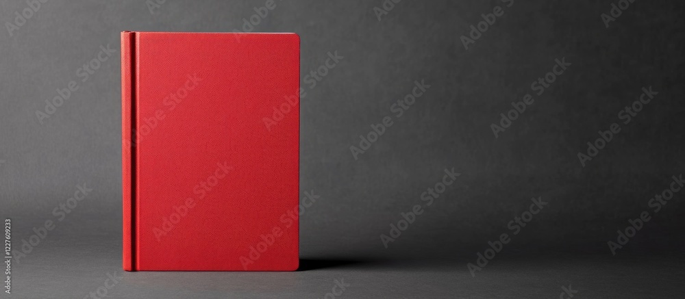 Poster blank hardcover book with empty spine and cover on a dark background for customizable text and desig