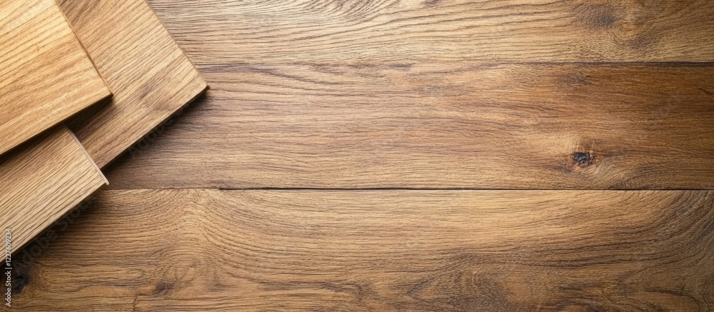 Poster wooden boards and sheet materials displayed in a hardware store with ample empty space for personali