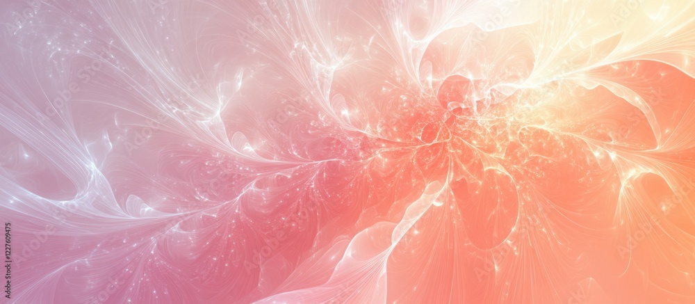 Poster elegant fractal patterns with soft color gradients and ample copy space for text use in digital and 