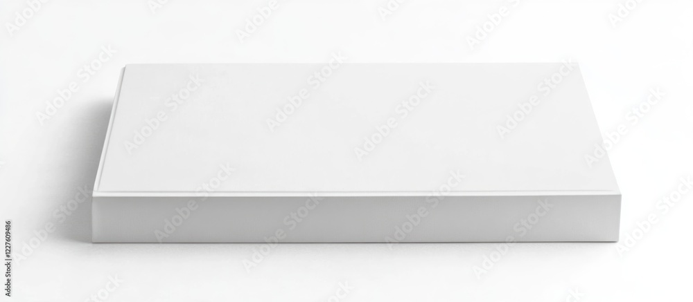 Poster hardcover blank book template closed on white background for design and text placement with empty sp