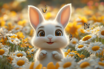 white rabbit in the garden