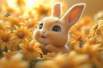 white rabbit in the garden