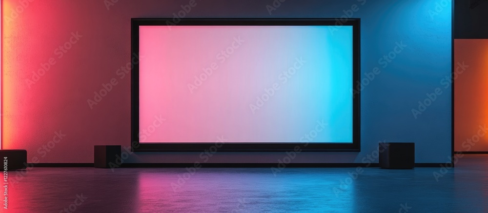 Poster minimalist 4d technology poster mockup with empty copyspace for text in modern futuristic setting wi