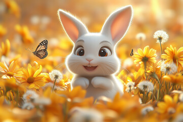 white rabbit in the garden