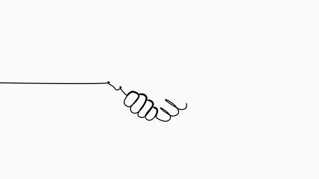 Continuous line drawing handshake animated video. Business agreement concept animation.	