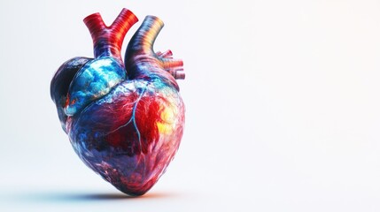 Realistic organoid model of human heart tissues on white background emphasizing organoid potential in heart disease research and drug testing