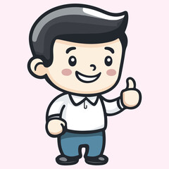 cartoon Kid is giving a thumbs up vector illustration
