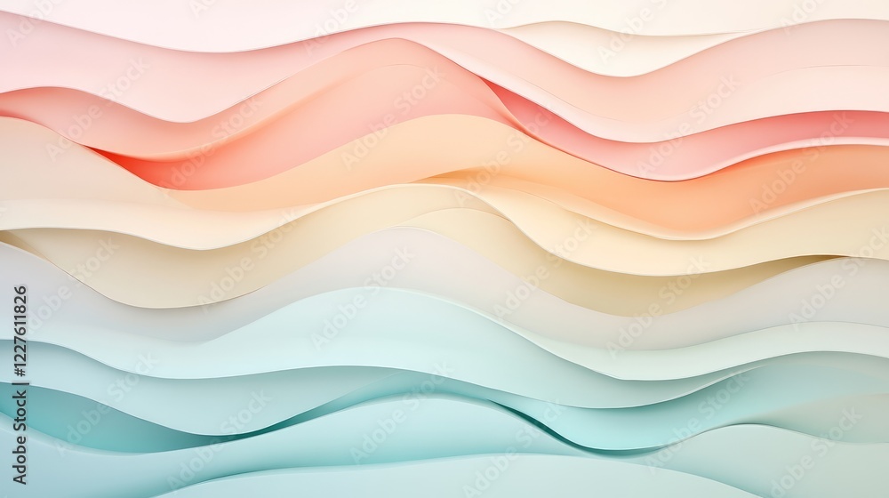 Poster soft gradient waves in pastel colors creating a serene and modern background design. perfect for dig