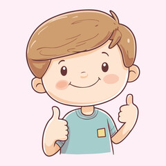 cartoon Kid is giving a thumbs up vector illustration