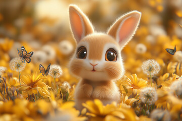 white rabbit in the garden