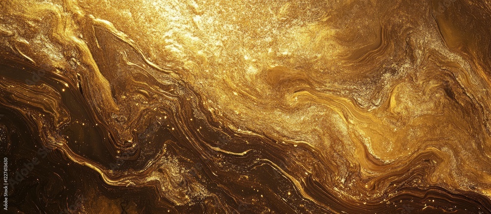 Poster golden liquid abstract background with shimmering highlights ideal for creative design projects and 