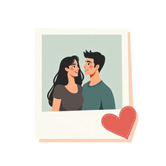 Fototapeta premium Romantic Couple Polaroid Photo Illustration - Minimalist style