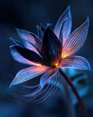 Close-up of a bat flower Tacca chantrieri its dramatic Close-up of a bat flower showcasing its dramatic black petals Intricate details of the mysterious bat flower with striking features