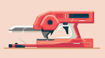 Naklejka premium Electric Jigsaw Woodcutter Tool in Industry - Flat Vector Illustration