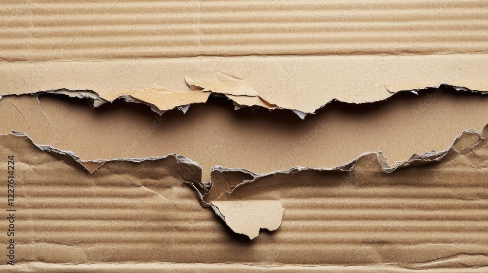 Poster textured cardboard with torn edges on a horizontal background for creative design and packaging conc
