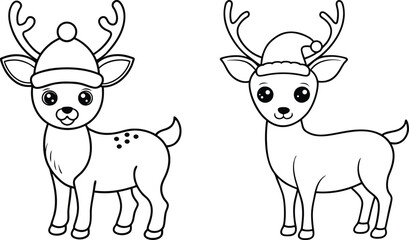 Fototapeta premium cute deer wearing a Christmas hat