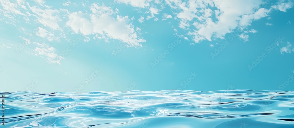 Poster serene and inviting swimming pool under a bright blue sky providing a tranquil setting for relaxatio