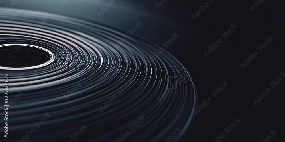 Poster elegant abstract music waves on dark background with circular shapes and copy space for text in mode