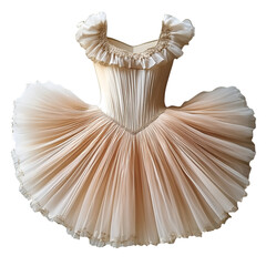 A ballerina tutu with delicate layers on white background