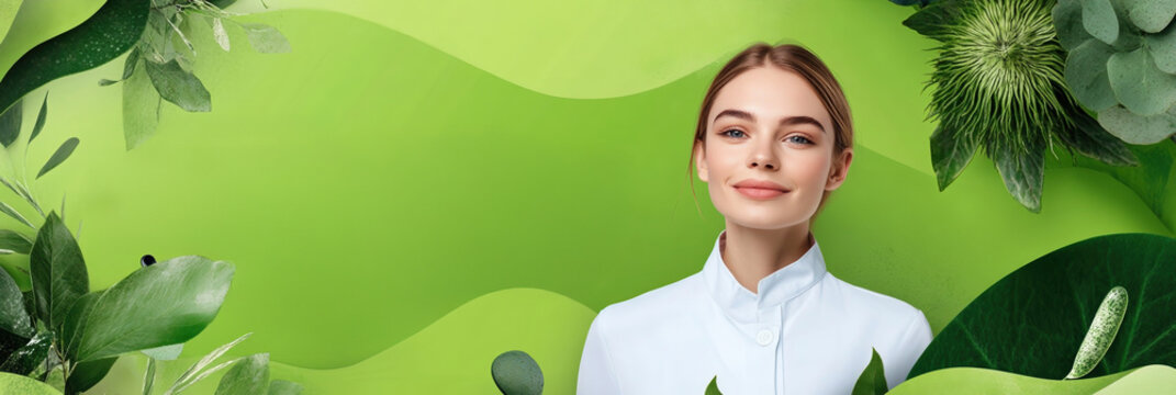 Promotional flyer design featuring a woman with a fresh, natural backdrop for wellness event