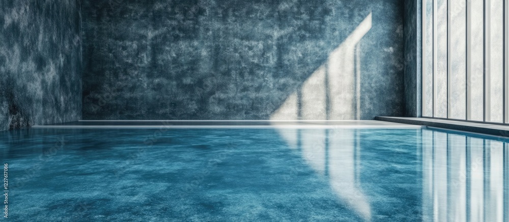Aufkleber indoor pool with grey background texture and reflections ideal for copy space and design projects